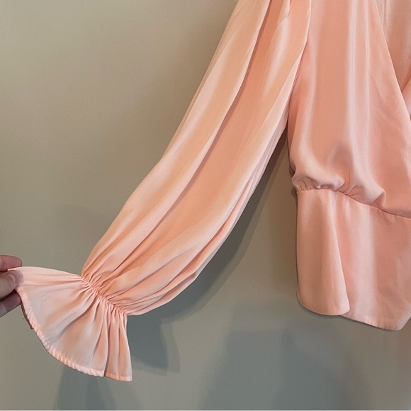 REVOLVE LINE & DOT Boho Silky Wrap Blouse in Blush Pink - Size Small - Picture 8 of 13